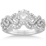 Heart Shape Diamond Engagement and Wedding Ring 14k White Gold (1.10ct)