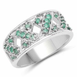 0.51 Carat Genuine Emerald .925 Sterling Silver Ring
