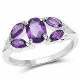 1.40 Carat Genuine Amethyst .925 Sterling Silver Ring