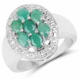 0.98 Carat Genuine Emerald .925 Sterling Silver Ring