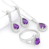 3 1/2 CARAT AMETHYST 925 STERLING SILVER SET