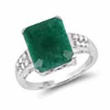 6.54 Carat Dyed Emerald and White Topaz .925 Sterling Silver Ring