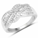 0.64 Carat Genuine White Diamond .925 Sterling Silver Ring