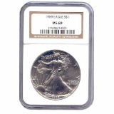 Certified Uncirculated Silver Eagle 1989 MS69