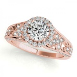 CERTIFIED 18K ROSE GOLD 1.31 CT G-H/VS-SI1 DIAMOND HALO ENGAGEMENT RING