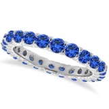 Blue Sapphire Eternity Ring Anniversary Band 14k White Gold (1.07ct)