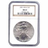 Certified Uncirculated Silver Eagle 2001 MS69