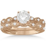 Antique Diamond Engagement Ring Set 14k Rose Gold (0.70ct)