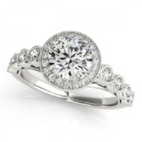 CERTIFIED 18KT WHITE GOLD 1.26 CT G-H/VS-SI1 DIAMOND HALO ENGAGEMENT RING