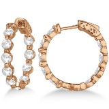 Small Round Floating Diamond Hoop Earrings 14k Rose Gold (4.00ct)