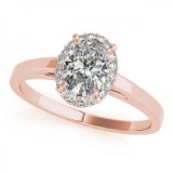 CERTIFIED 14KT ROSE GOLD .95 CT G-H/VS-SI1 DIAMOND HALO ENGAGEMENT RING
