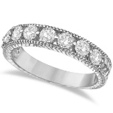 Antique Scrollwork Diamond Wedding Ring Band 14k White Gold (1.04ct)