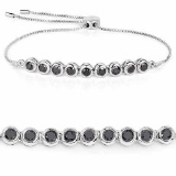 1.58 Carat Genuine Black Diamond .925 Sterling Silver Bracelet