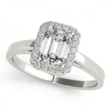 CERTIFIED 18KT WHITE GOLD 1.10 CT G-H/VS-SI1 DIAMOND HALO ENGAGEMENT RING
