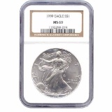 Certified Uncirculated Silver Eagle 1999 MS69