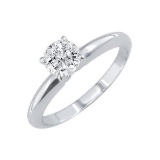 Certified 0.7 CTW Round Diamond Solitaire 14k Ring F/I1