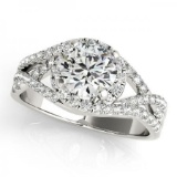 CERTIFIED 14KT WHITE GOLD 1.00 CT G-H/VS-SI1 DIAMOND HALO ENGAGEMENT RING