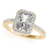 CERTIFIED 18KT WHITE GOLD 1.00 CT G-H/VS-SI1 DIAMOND HALO ENGAGEMENT RING