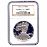 Certified Proof Silver Eagle 1989 PF70 NGC