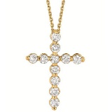 Diamond Cross Pendant Necklace in 14k Yellow Gold (1.01ct)