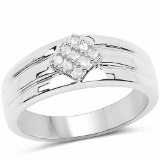 0.14 Carat Genuine White Diamond .925 Sterling Silver Ring