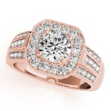 CERTIFIED 18K ROSE GOLD 1.20 CT G-H/VS-SI1 DIAMOND HALO ENGAGEMENT RING