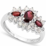 1.162 CARAT TW GARNET & GARNET PLATINUM OVER 0.925 STERLING SILVER RING