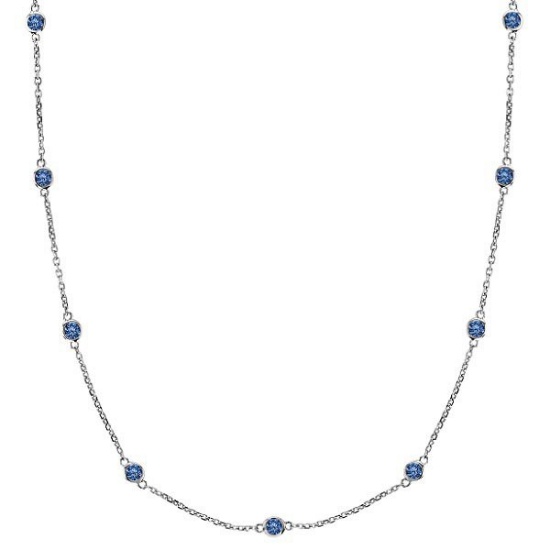 Fancy Blue Diamonds by The Yard Necklace 14k White Gold (1.00ct)