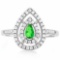 0.30 CT CREATED EMERALD & 53PCS CREATED DIAMOND 925 STERLING SILVER HALO RING