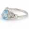 3 1/2 CARAT BABY SWISS BLUE TOPAZ & DIAMOND 925 STERLING SILVER RING
