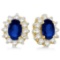 Oval Blue Sapphire and Diamond Accents Earrings 14k Yellow Gold (2.05ct)