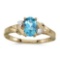 Certified 10k Yellow Gold Oval Blue Topaz And Diamond Ring 0.7 CTW