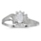 Certified 14k White Gold Oval White Topaz And Diamond Satin Finish Ring 0.24 CTW