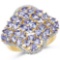 14K Yellow Gold Plated 3.60 Carat Genuine Tanzanite .925 Sterling Silver Ring