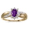 Certified 10k Yellow Gold Oval Amethyst And Diamond Ring 0.35 CTW