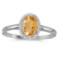 Certified 10k White Gold Oval Citrine And Diamond Ring 0.66 CTW