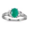Certified 10k White Gold Oval Emerald And Diamond Ring 0.6 CTW