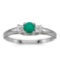 Certified 14k White Gold Round Emerald And Diamond Ring 0.2 CTW