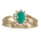 Certified 14k Yellow Gold Oval Emerald And Diamond Ring 0.45 CTW