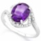 AMETHYST & 1/4 CARAT (34 PCS) FLAWLESS CREATED DIAMOND 925 STERLING SILVER RING