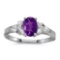 Certified 10k White Gold Oval Amethyst And Diamond Ring 0.49 CTW