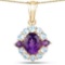 14K Yellow Gold Plated 3.70 Carat Genuine Amethyst and Blue Topaz .925 Sterling Silver Pendant