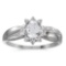 Certified 10k White Gold Oval White Topaz And Diamond Ring 0.49 CTW