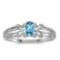 Certified 10k White Gold Oval Blue Topaz Ring 0.19 CTW