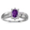 Certified 10k White Gold Oval Amethyst And Diamond Ring 0.35 CTW