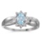 Certified 10k White Gold Oval Aquamarine And Diamond Ring 0.3 CTW