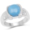 3.07 Carat Genuine Turquoise and White Sapphire .925 Sterling Silver Ring