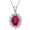 Ruby and Diamond Accented Pendant Necklace 14k White Gold (1.80ctw)