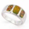 1 1/5 CARAT CREATED FIRE OPAL 925 STERLING SILVER RING