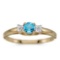 Certified 14k Yellow Gold Round Blue Topaz And Diamond Ring 0.27 CTW